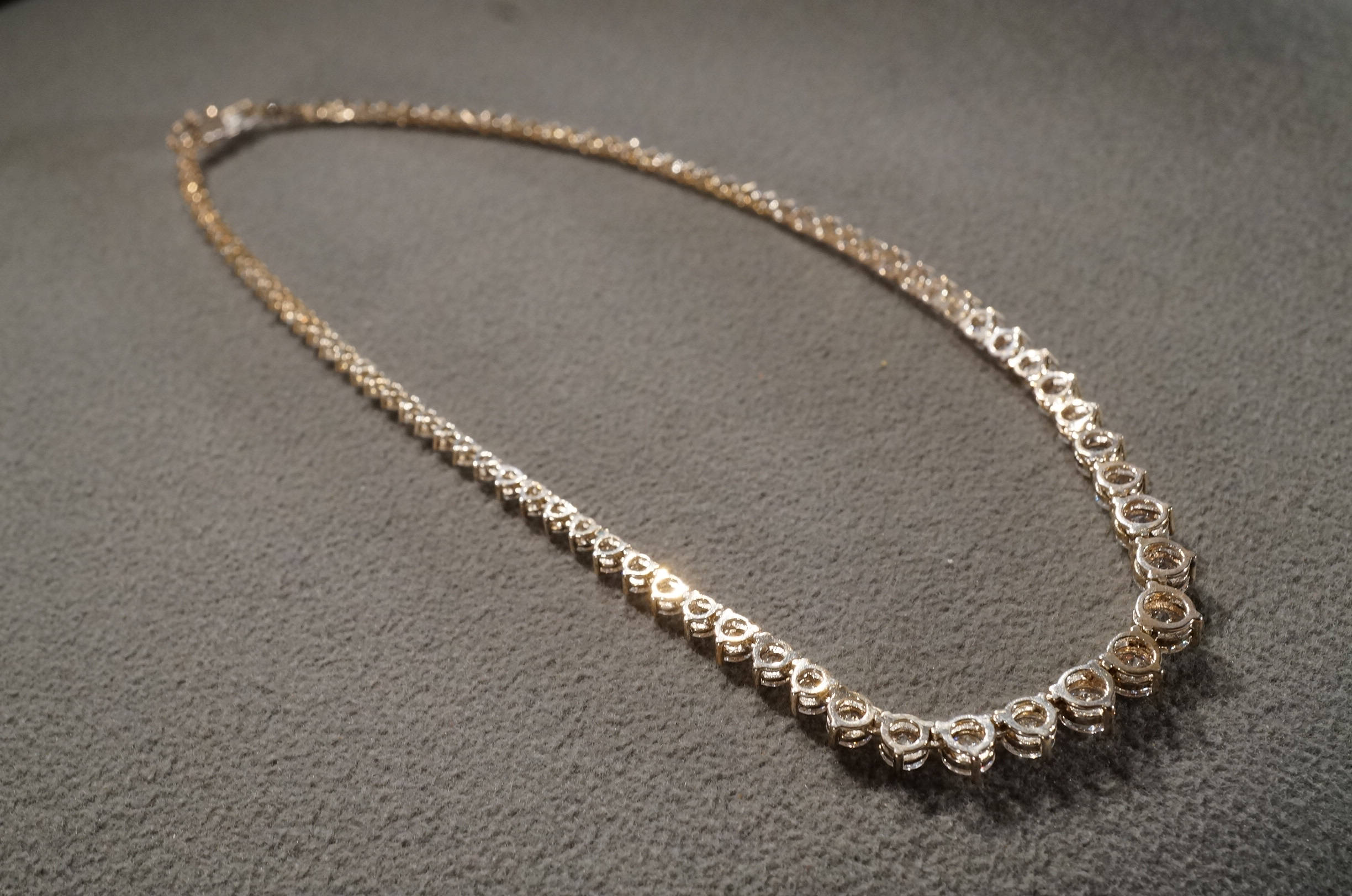 Vintage Sterling Silver Tennis Style Necklace Link Chain 51 Etsy