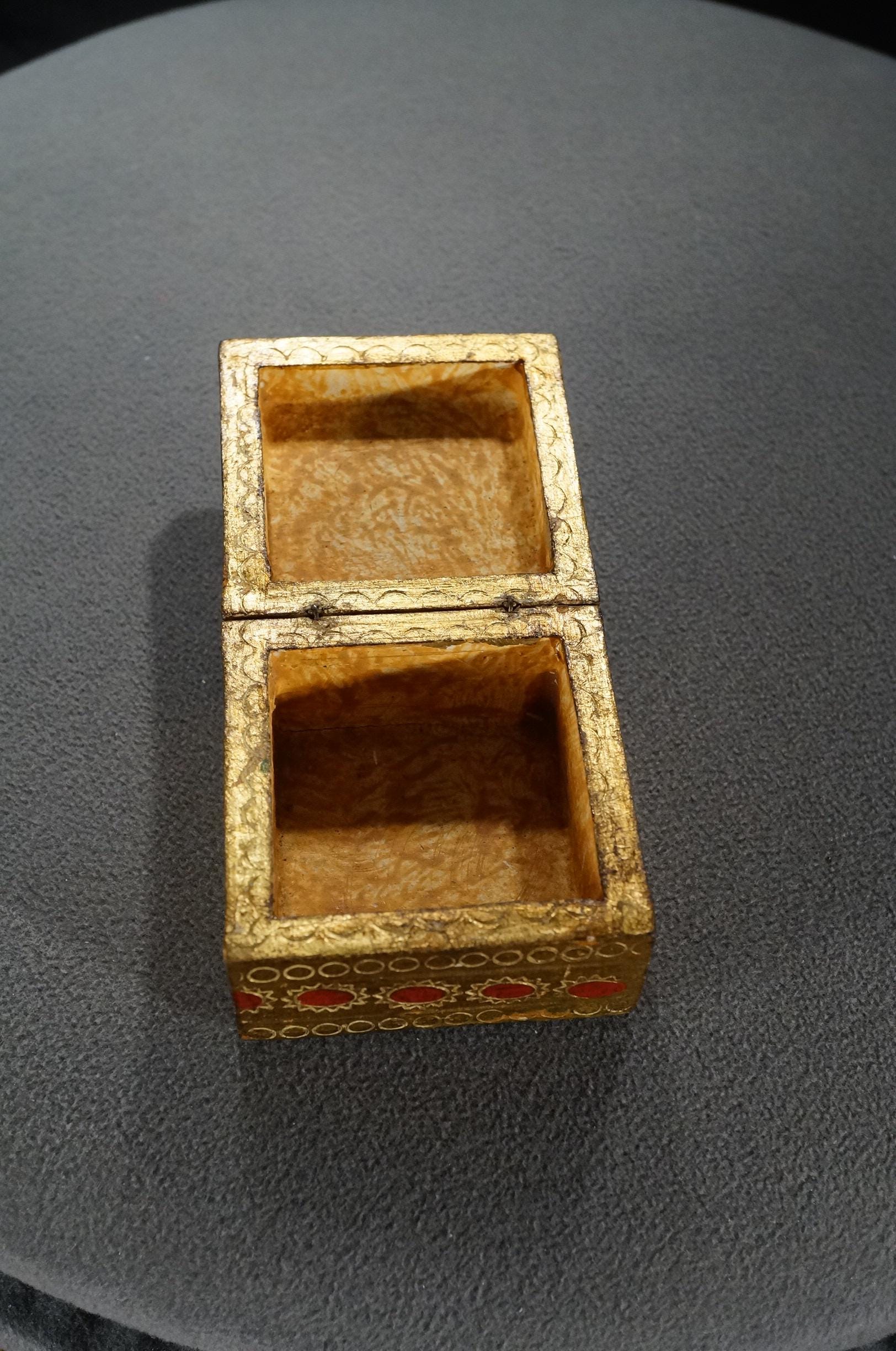 Antique Vintage Italian Wood Florentine Gold Gilded Trinket Jewelry Box ...