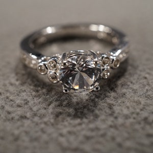 Vintage Sterling Silver Wedding Engagement Band Stacker Design Ring 13 Round Prong Bezel Set Cubic Zirconia Multi Stone Setting, Size 7