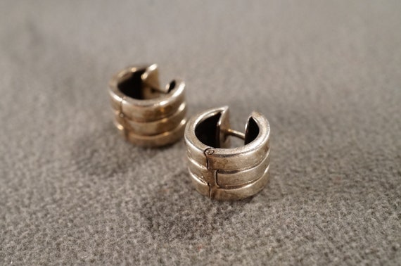 Vintage Sterling Silver Pierced Earrings, Round R… - image 2