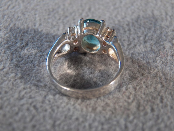 Vintage Sterling Silver   Ring With Large Oval Bl… - image 3