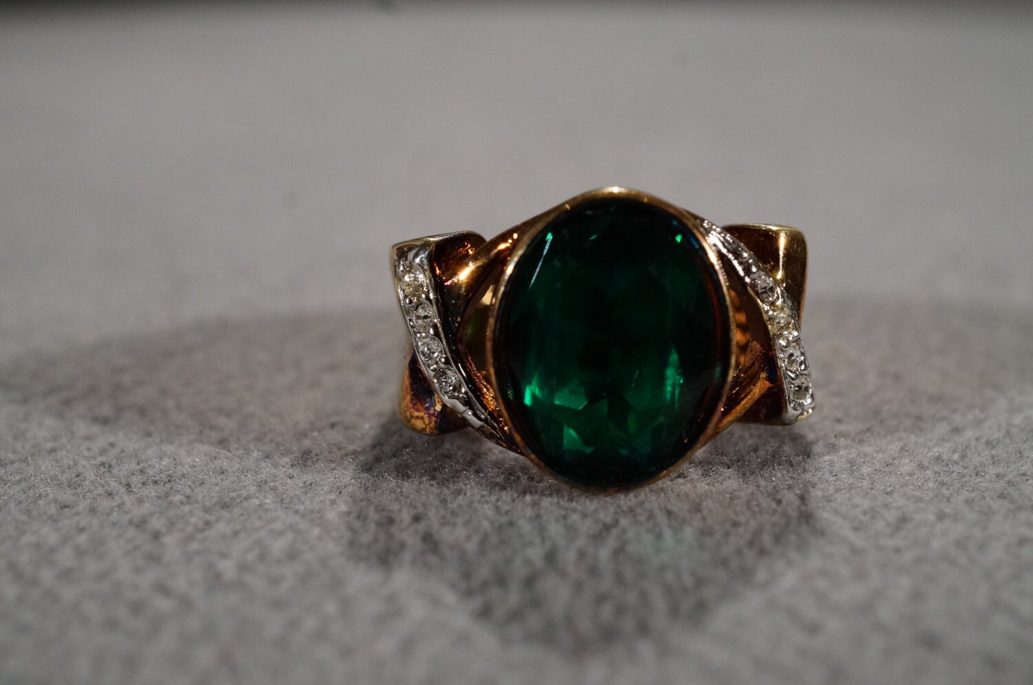 Vintage Band Ring Sterling Silver 14 K Yellow Gold Overlay 9