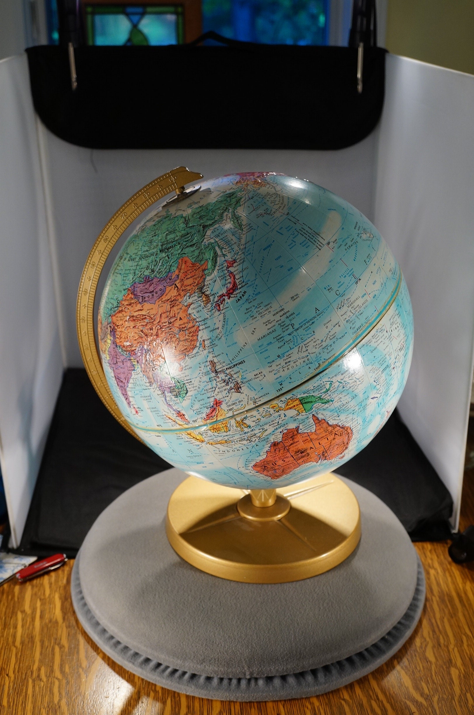 Replogle 地球儀 1970〜80年代製 アメリカ製 日本語表記 木製台座