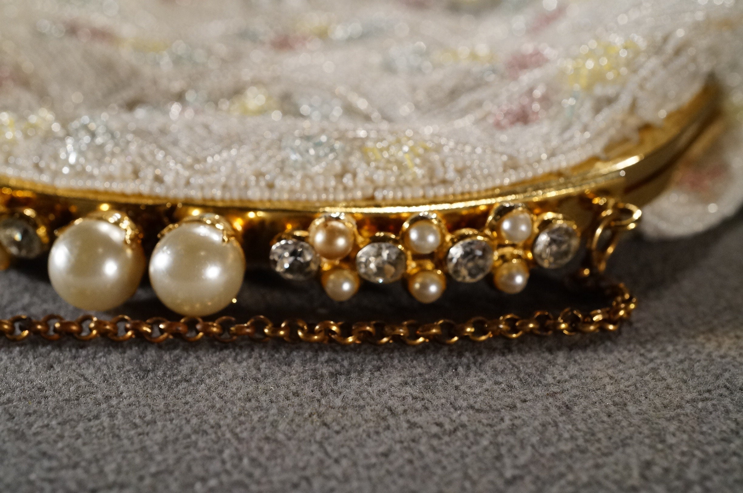 Unique Vintage Beaded Stripe Clutch / Jamaica