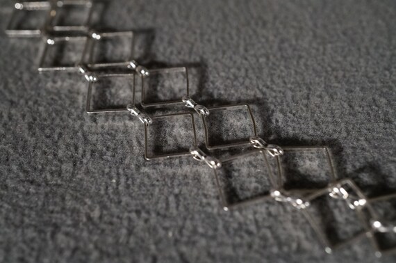 Vintage Silver Tone Multi Square Link  Tennis Sty… - image 2