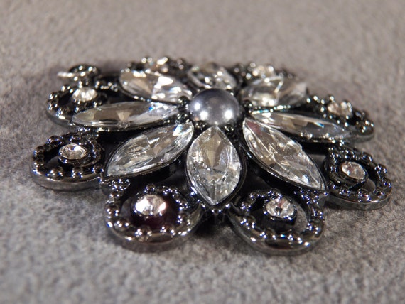 Vintage Silver Tone Multi  Round  Marquise Rhines… - image 2