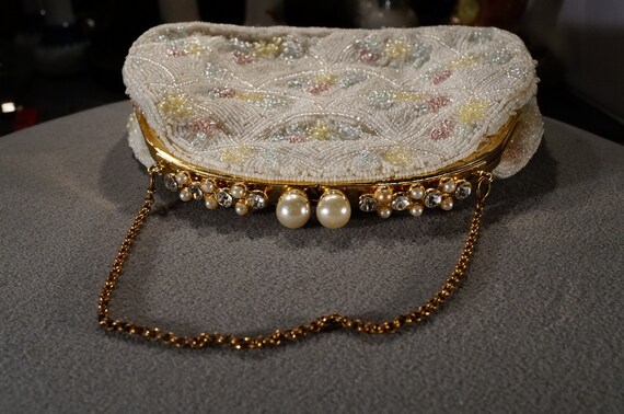 Antique Vintage Hand beaded Clutch Wedding Purse … - image 5