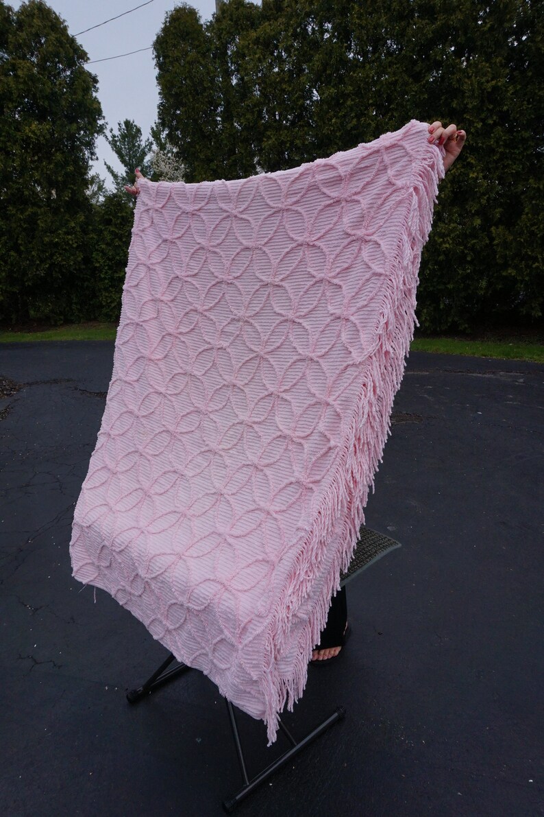 Antique Vintage Pink Chenille Bedspread Queen King Size Etsy