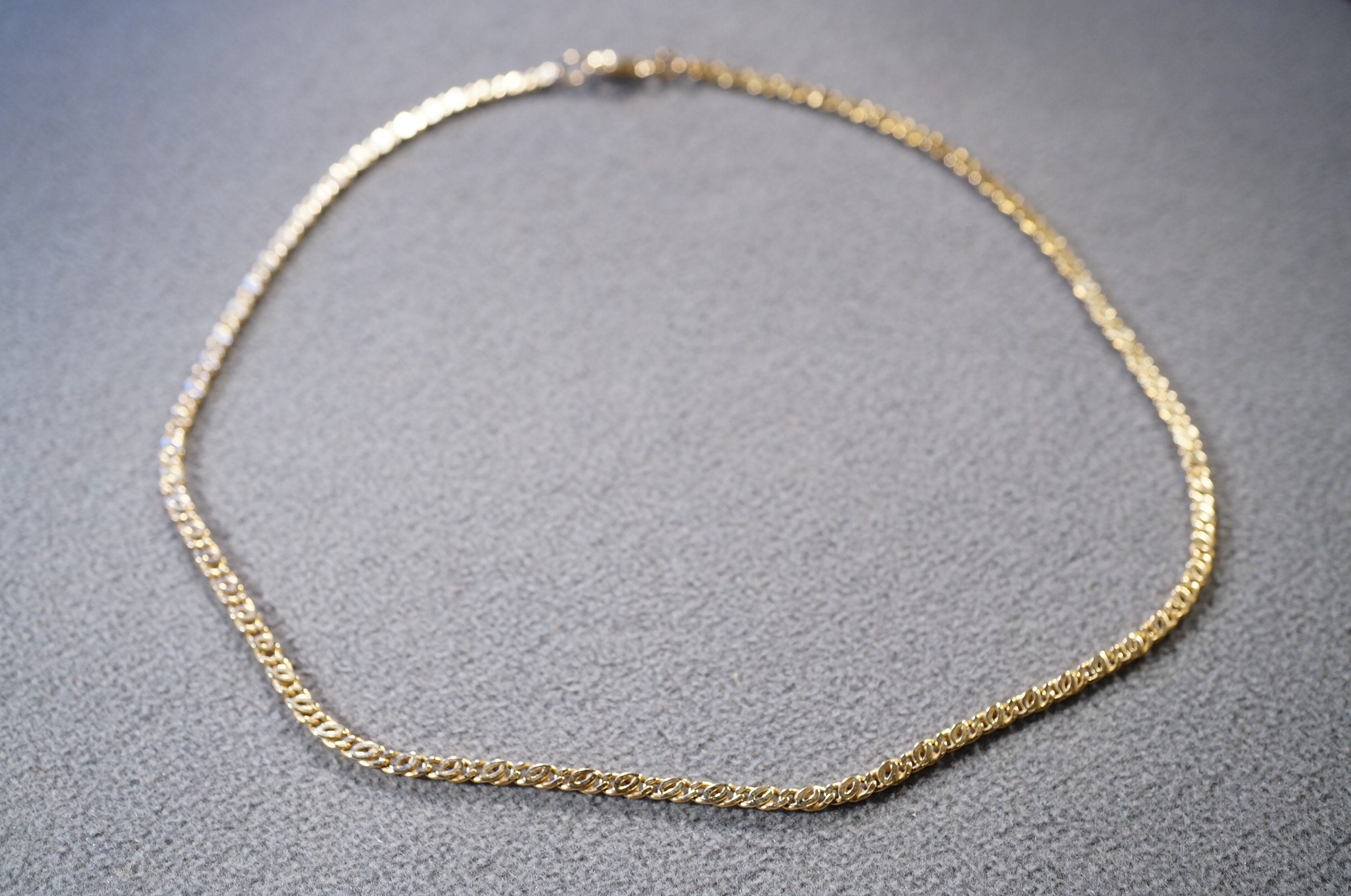 Antique Interlocking Bar Link 14k Yellow Gold Choker 14 Chain Necklace
