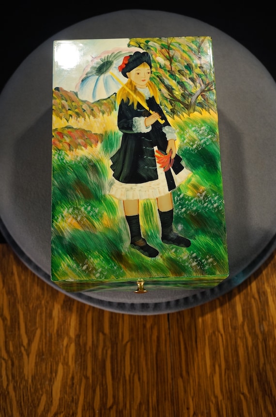 Vintage Large Rectangle Hinged Design Trinket Jew… - image 1