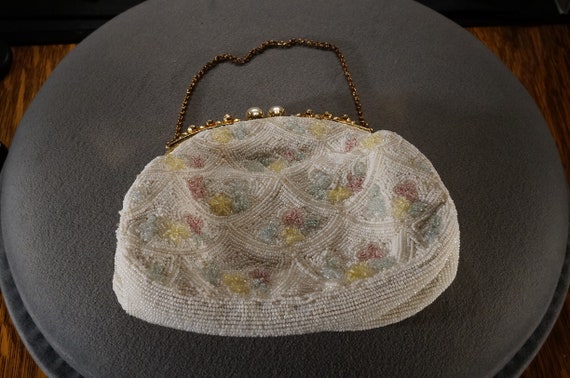 Antique Vintage Hand beaded Clutch Wedding Purse … - image 1