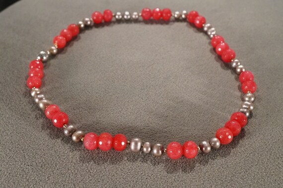 Vintage Sterling Silver Opaque Ruby Multi Round F… - image 2