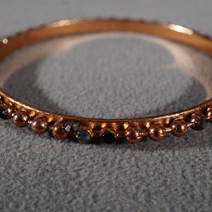 Vintage Bangle Bracelet Rose Gold Tone Multi Round Grey Jet Black  Rhinestone Eternity Style Stacker Design