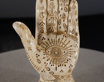 Vintage  Hamsa Hand God Hand Of Fatima Statue Figurine Spiritual Religious Church Alter Design Table Dresser Top Jewelry Holder Classic