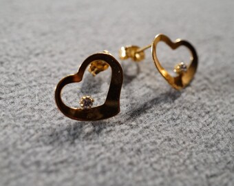 Vintage 14 K Yellow Gold Filled Pierced Earrings Button Stud