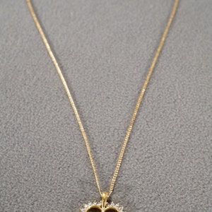 Vintage Sterling Silver Yellow Gold Overlay round Diamond Religious Cross Heart Design Pendant Charm Necklace Chain     #54