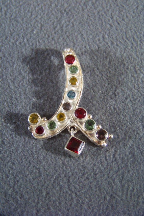 Vintage Sterling Silver Garnet  Peridot Citrine Mu