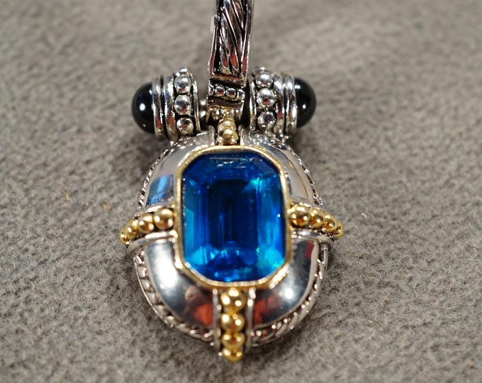 Vintage Pendant Slide Enhancer Charm Silver Yellow Gold Tone Round ...