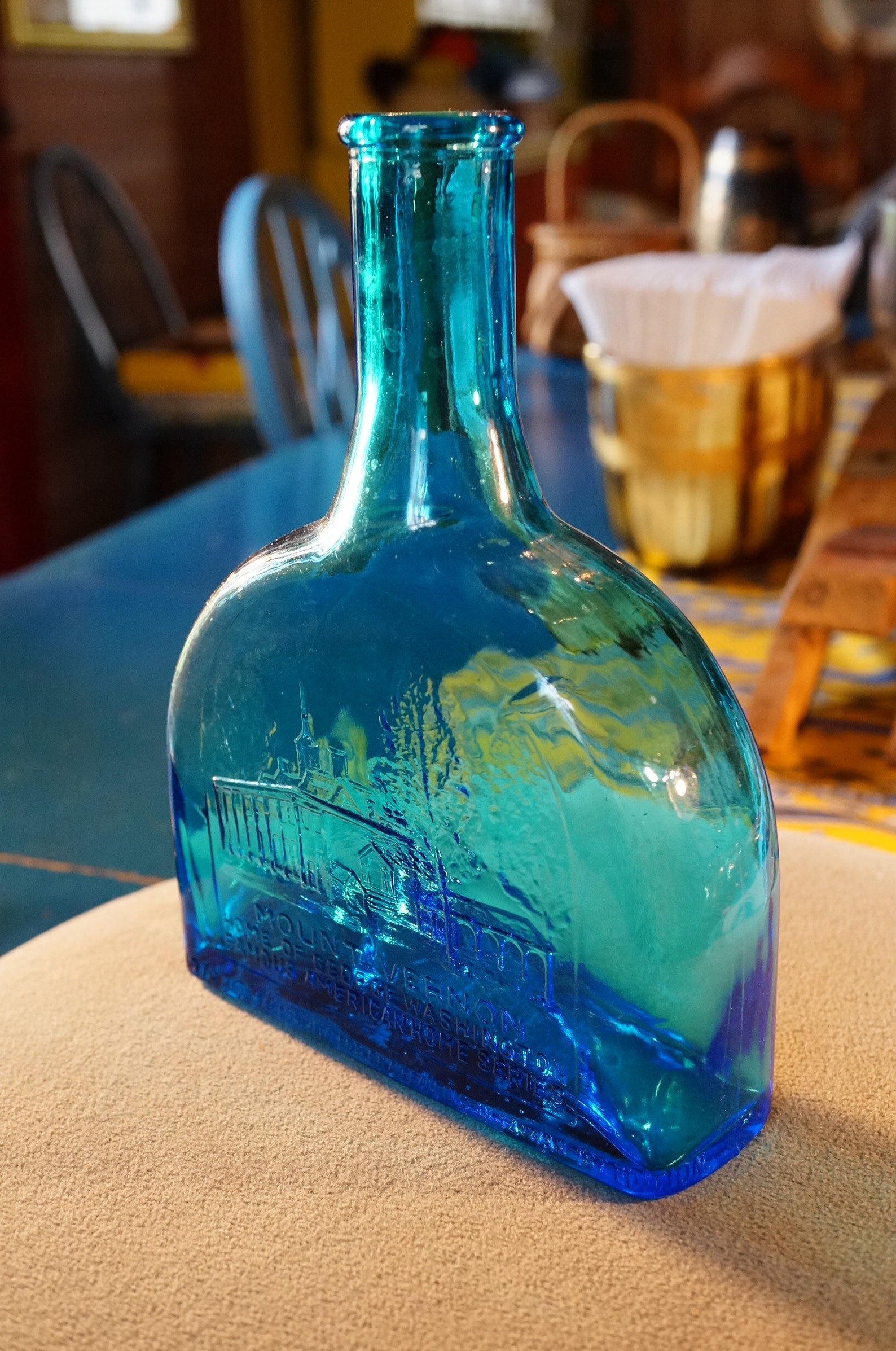 Antique Vintage Heavy Royal Blue Art Glass Bottle Vase 1972 Etsy