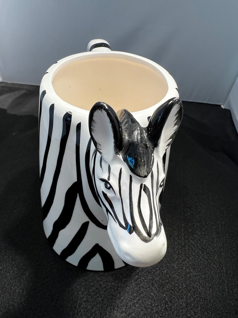 Pitcher Zebra Vintage Pottery Ceramic Zebra Design Handled Pitcher Glazed Barware ...