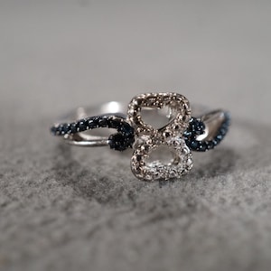 Vintage Sterling Silver Band Ring Round diamond Enameled Fancy Scrolled Curved Style, Size 7