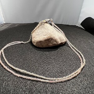 Vintage Silver Tone 2 Strand Tennis Style Necklace Multi Round Gray Smokey Colored Glass Beads Classic Collectable Artist Lobster Claw #4350
