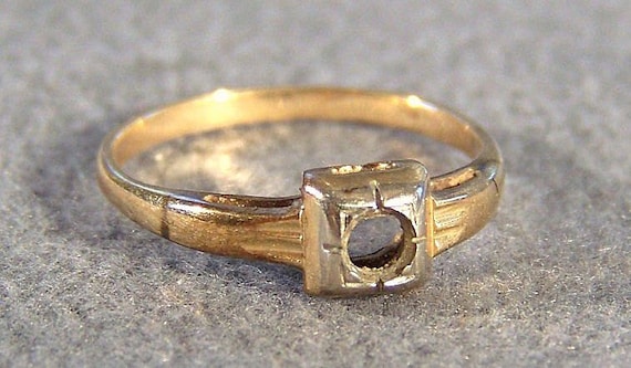 Vintage 14 K Yellow White Gold  Wedding Engagemen… - image 1