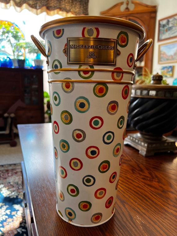 Vintage Signed Mackenzie Childs Multi Color Hand Painted Metal