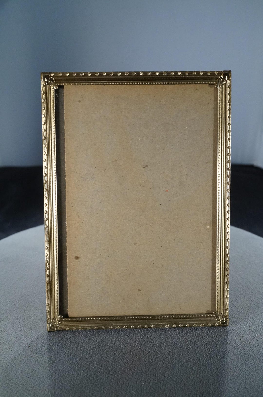 Antique Vintage Yellow Gold Tone Metal Picture Frame Etched Scrolled ...