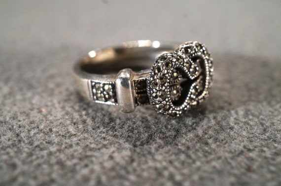 Vintage Sterling Silver Band Ring Multi Round Pro… - image 2