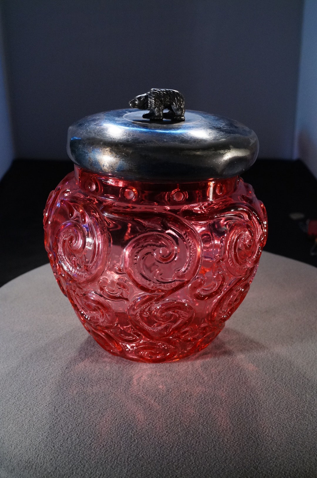 Antique Vintage 1900 Lid Biscuit Cookie Cracker Jar Container