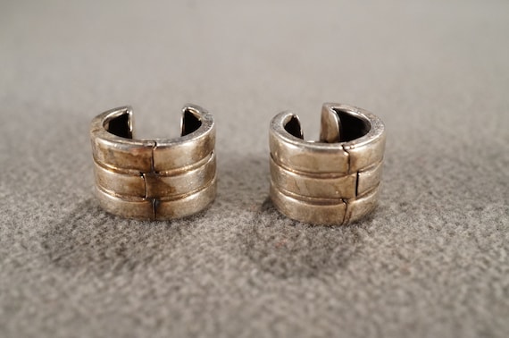 Vintage Sterling Silver Pierced Earrings, Round R… - image 1