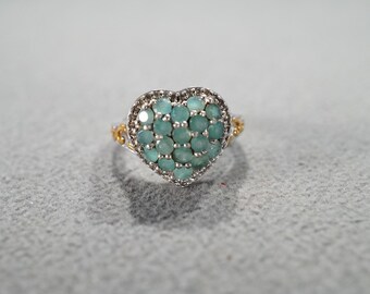 Vintage Wedding Band Stacker Design Ring Sterling Silver 52 Round Prong Set Cluster Puffed Heart Multi Stone Setting Classic, Size 7