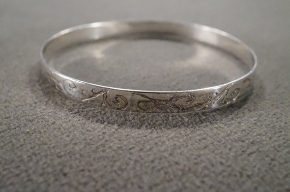 Vintage Sterling Silver Bangle Bracelet Eternity … - image 1