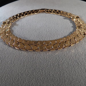 Vintage Yellow Gold Tone Designer Signed Kenneth J. Lane Bold Inter Locking Link Necklace Chain