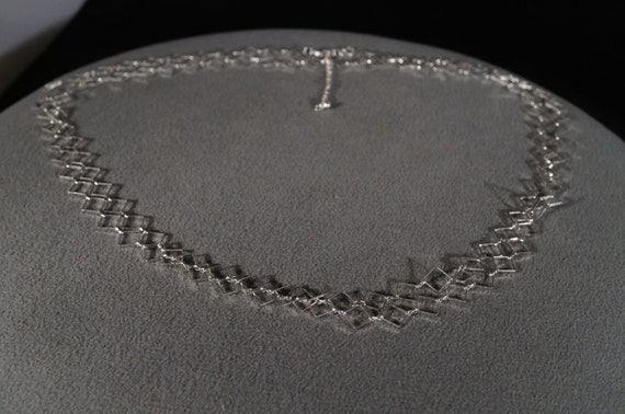 Vintage Silver Tone Multi Square Link  Tennis Sty… - image 1