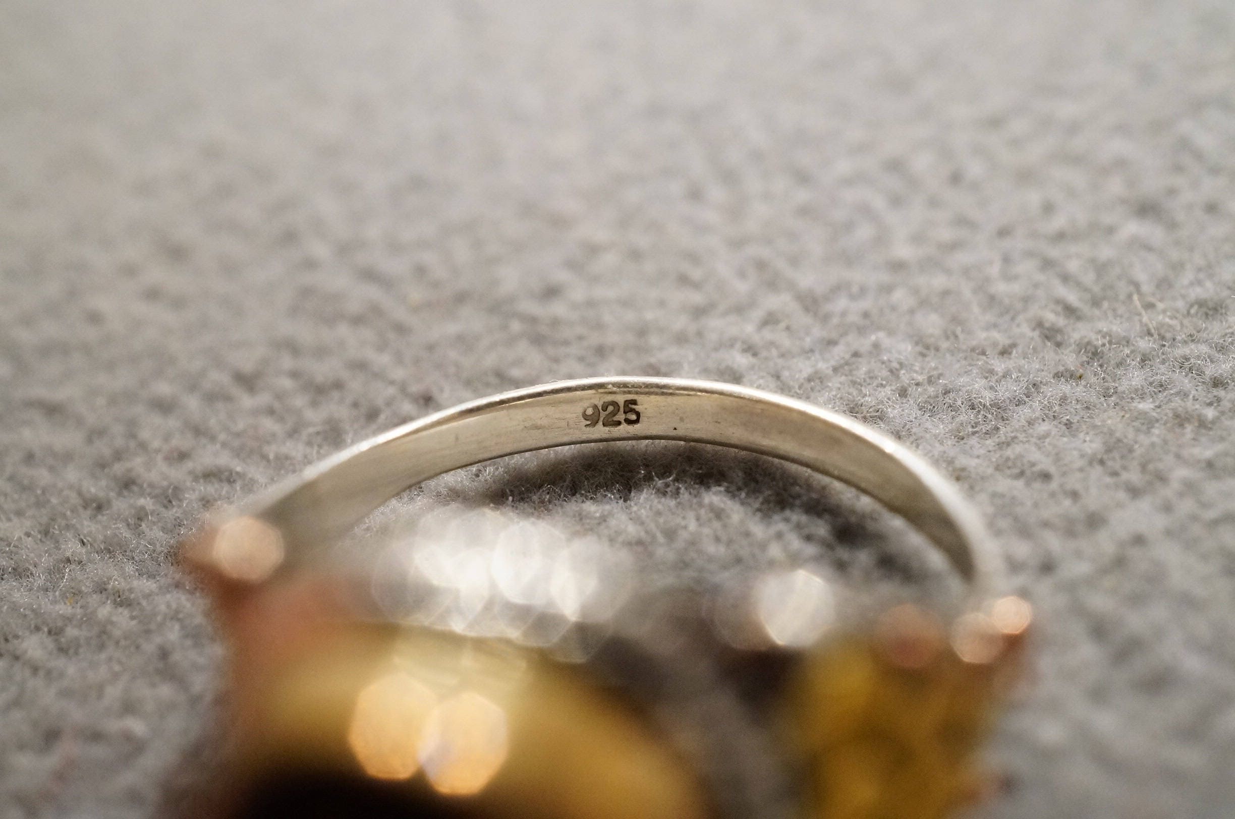 Vintage Sterling Silver Brass Copper Band Ring Oval Bezel Vintage Sterling Silver Brass Copper Band Ring Oval Bezel