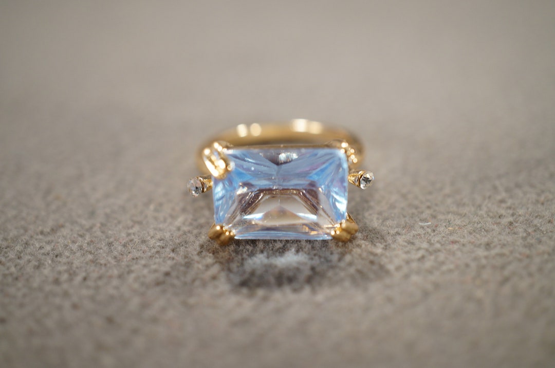 Vintage Wedding Band Stacker Design Ring Yellow Gold Tone 3 Round ...