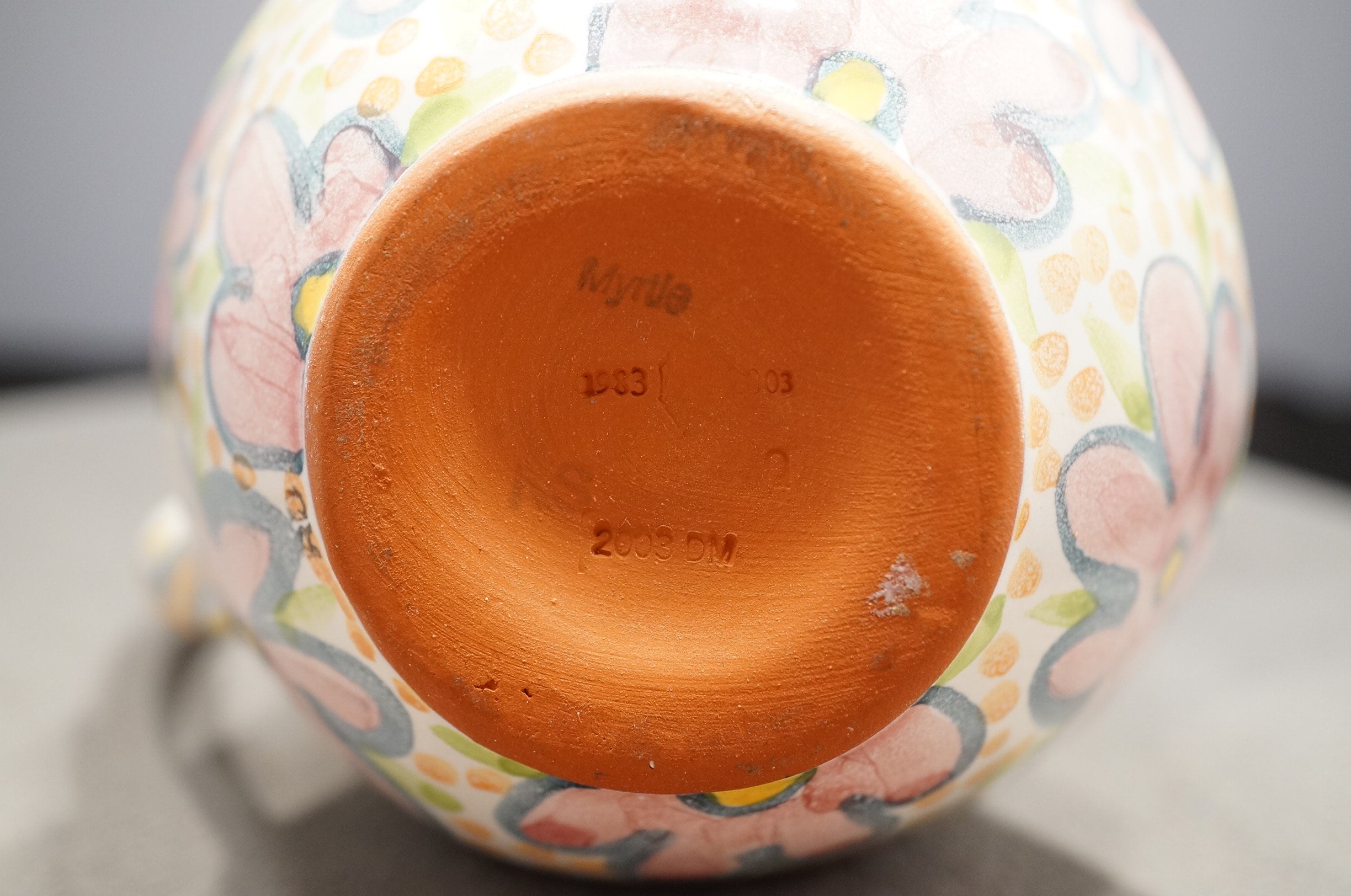 Vintage Signed Mackenzie Childs Hand Painted Art Pottery Handled