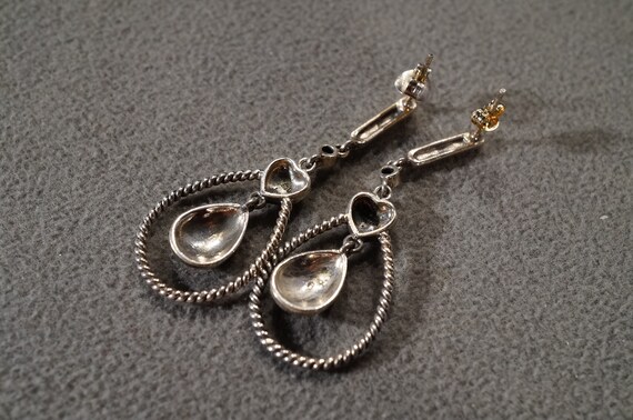 Vintage Sterling Silver Pierced Earrings Dangle D… - image 4