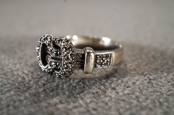 Vintage Sterling Silver Band Ring Multi Round Pro… - image 3