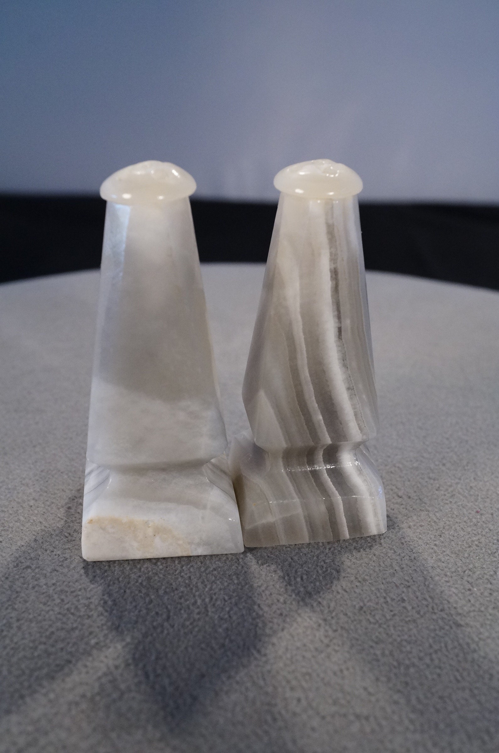 Vintage Marble Stone Salt Pepper Shaker Set Unique Shape Etsy