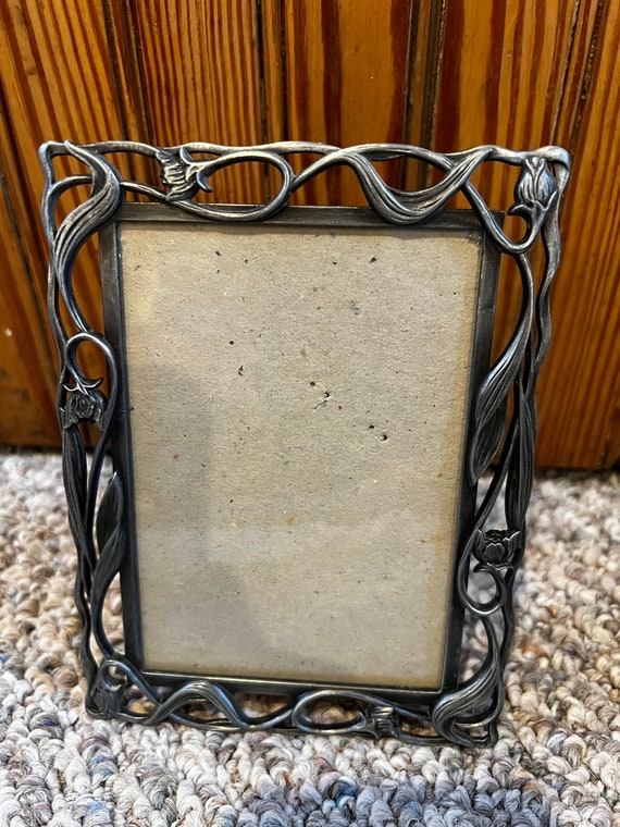 Vintage Silver Tone Rectangle Picture Frame Fancy Raised Relief