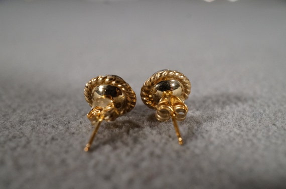 Vintage 10 K Yellow Gold Pierced Earrings Multi R… - image 3