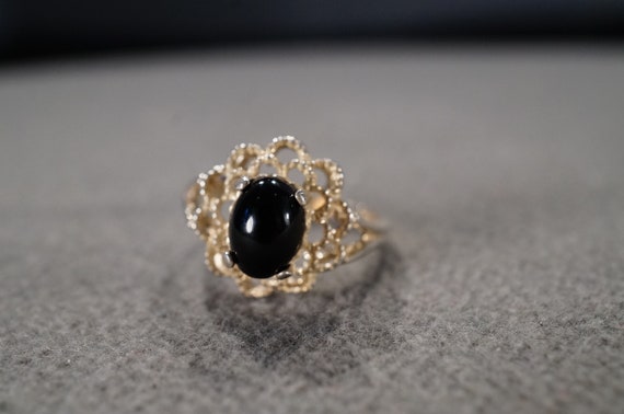 ヴィンテージ！ Sterling Silver Oval リング Vintage Sterling Silver Band Ring Oval Prong Set Black Onyx