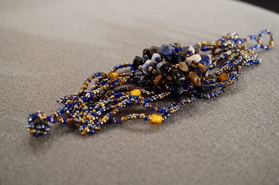 Vintage Bracelet Multi Round Rectangle Glass Bead… - image 3