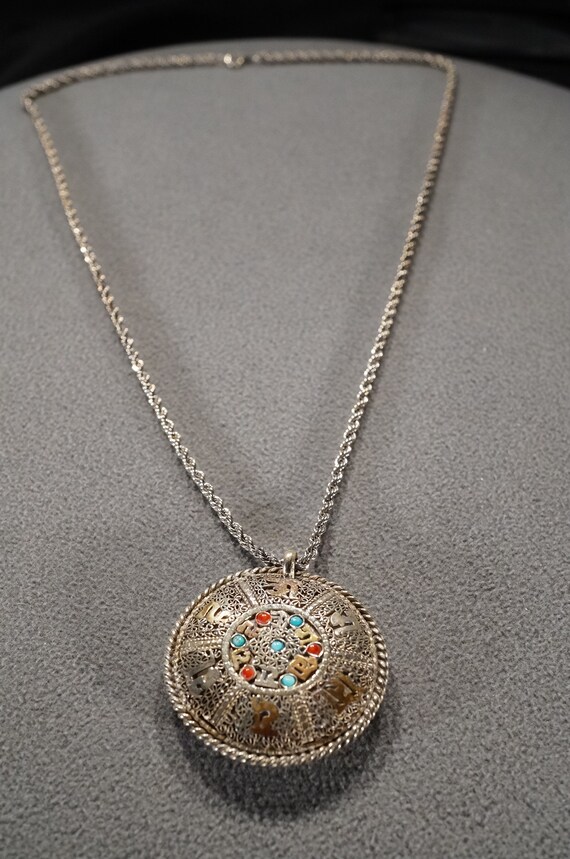 Vintage Sterling Silver Pendant Charm Necklace Chain Fancy