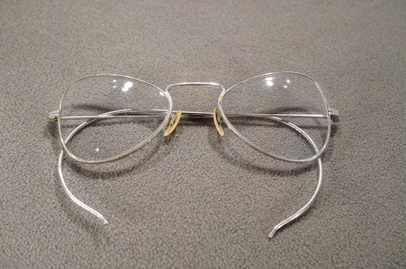 Antique Vintage 12 K White Gold Filled Eye Glasses Frame Round 