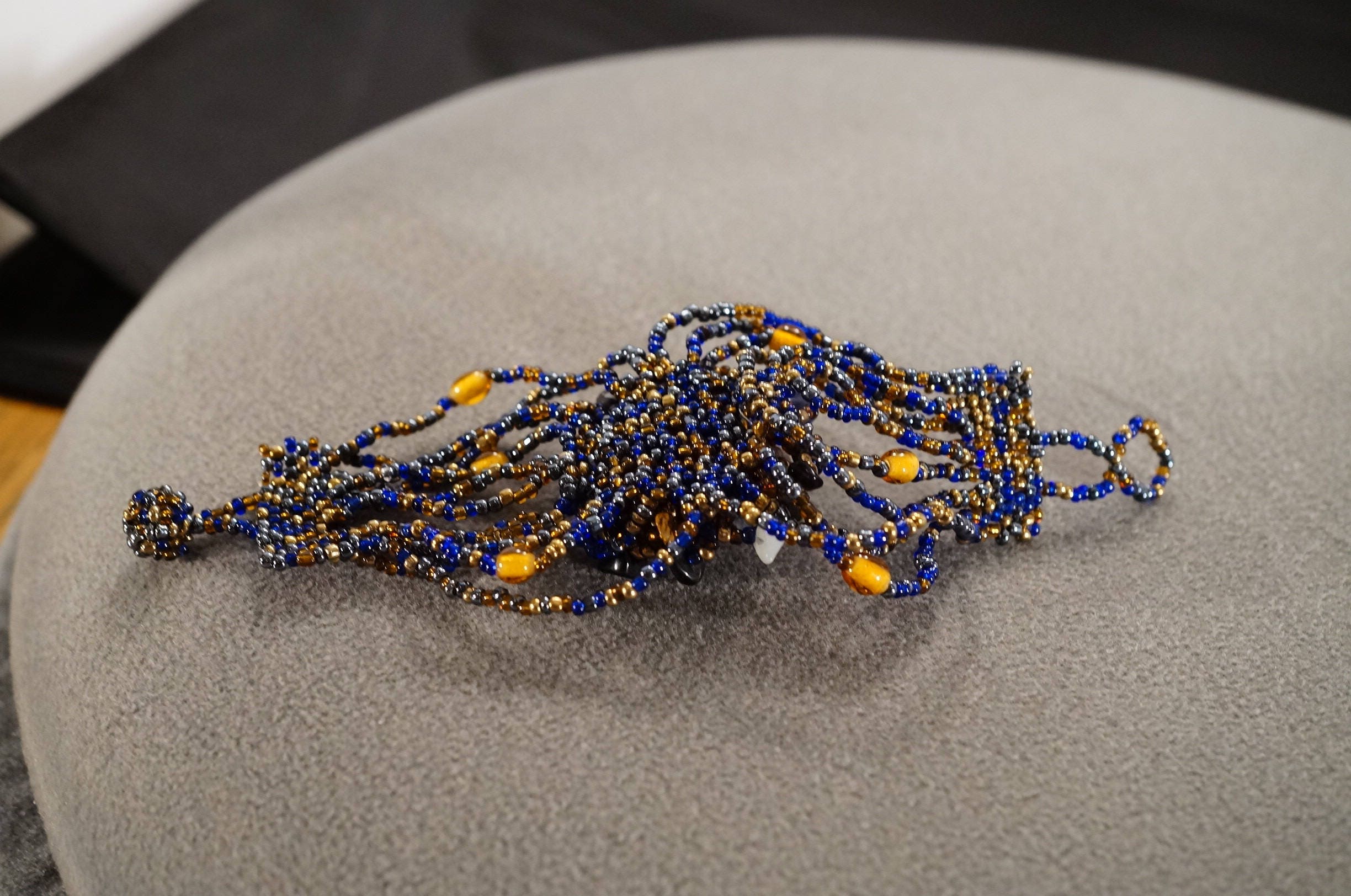 世界的に有名な Rectangle Round Multi Bracelet Vintage Glass Lapis Bead アクセサリー