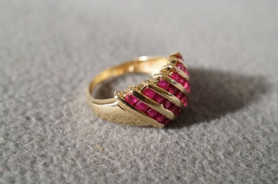 Vintage 10 K Yellow Gold 6 Row 30 Round Ruby Ciga… - image 3